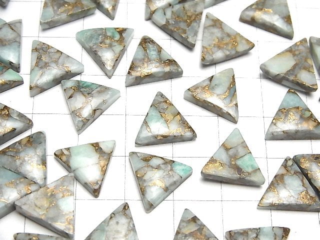 [Video] Copper Amazonite AAA Triangle  Cabochon 12x12mm 4pcs