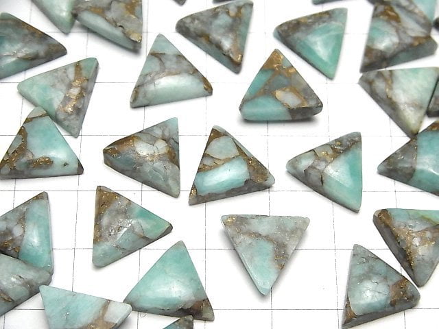 [Video] Copper Amazonite AAA Triangle  Cabochon 12x12mm 4pcs