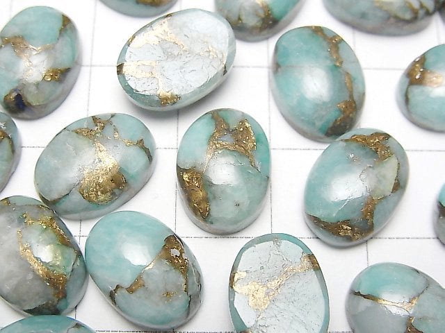 [Video]Copper Amazonite AAA Oval Cabochon 14x10mm 3pcs