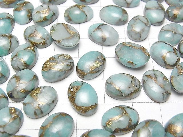 [Video]Copper Amazonite AAA Oval Cabochon 14x10mm 3pcs