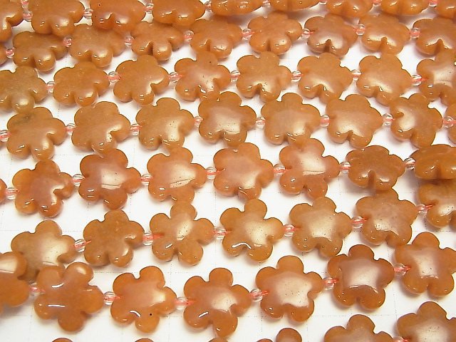 [Video] Orange Aventurine Flower 15x15x6mm half or 1strand beads (aprx.15inch / 38cm)