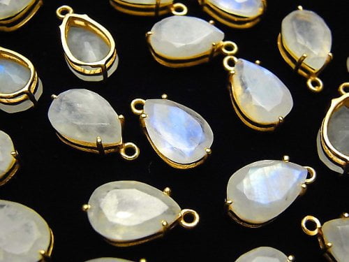 Bezel Setting, Pear Shape, Rainbow Moonstone Gemstone Beads