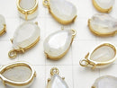 High Quality Rainbow Moonstone AA++ Bezel Setting Pear shape Faceted 12x8mm 18KGP 2pcs