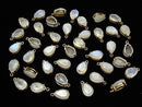 High Quality Rainbow Moonstone AA++ Bezel Setting Pear shape Faceted 12x8mm 18KGP 2pcs