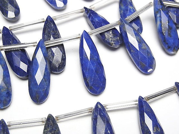 Faceted Briolette, Lapis lazuli, Pear Shape Gemstone Beads