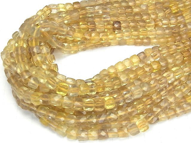 [Video] Golden Fluorite AA++ Cube Shape 6x6x6mm 1strand beads (aprx.15inch / 37cm)