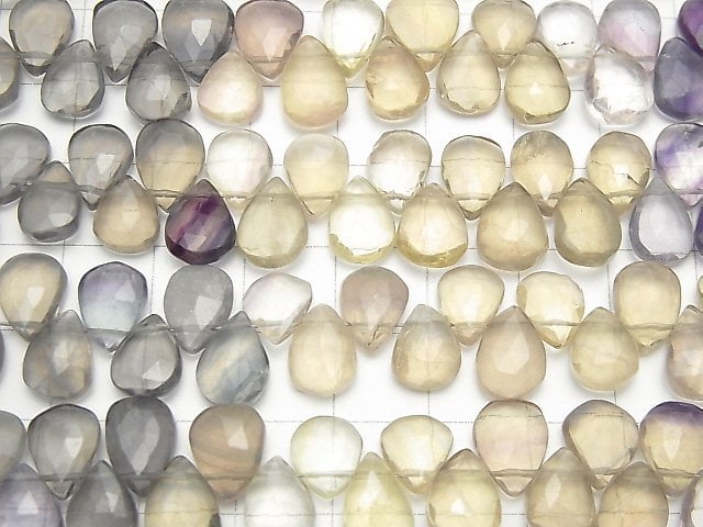 [Video] Multicolor Fluorite AA++ Pear shape Faceted Briolette 1strand beads (aprx.7inch / 18cm)