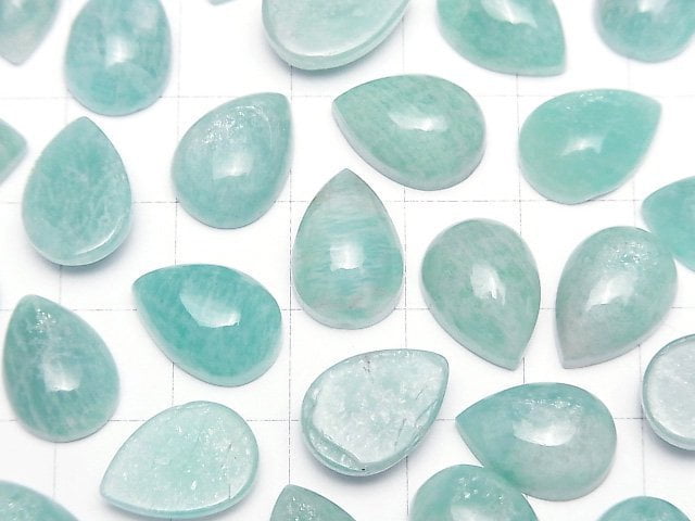 [Video] Amazonite AAA- Pear shape Cabochon 14x10mm 3pcs