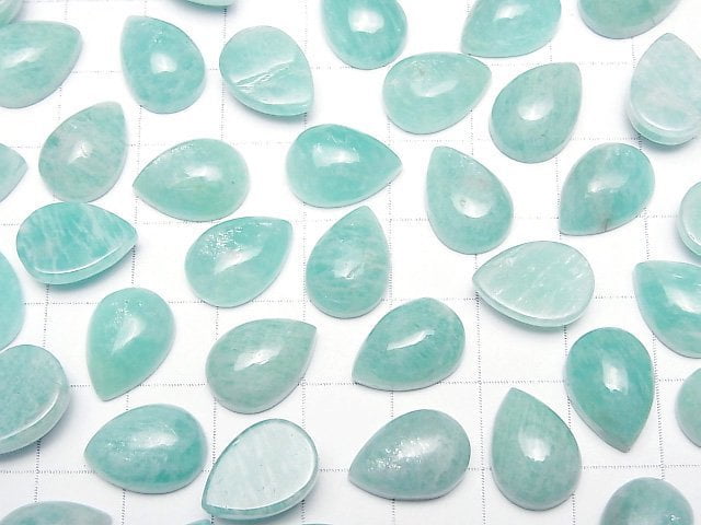 [Video] Amazonite AAA- Pear shape Cabochon 14x10mm 3pcs