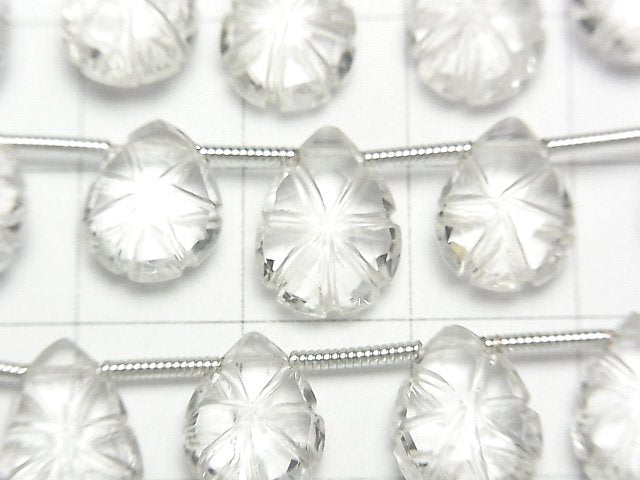 [Video]High Quality Crystal AAA Carved Pear shape half or 1strand (16pcs )