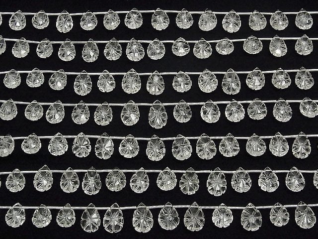[Video]High Quality Crystal AAA Carved Pear shape half or 1strand (16pcs )