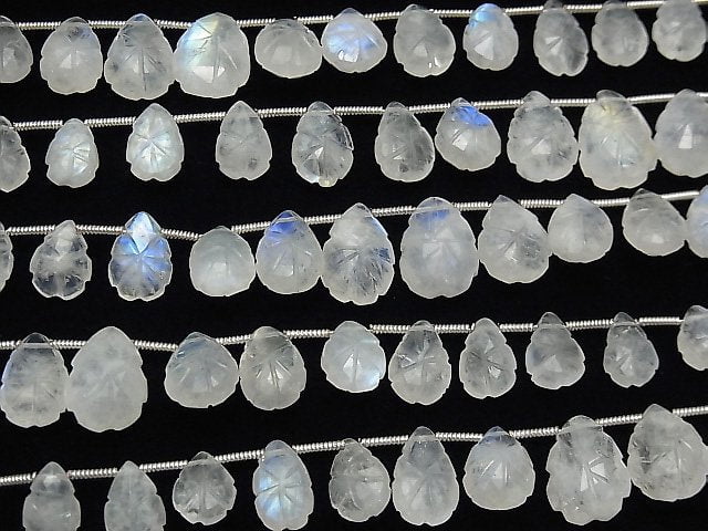 [Video] High Quality Rainbow Moonstone AA++ Carved Pear shape 1strand (21pcs)