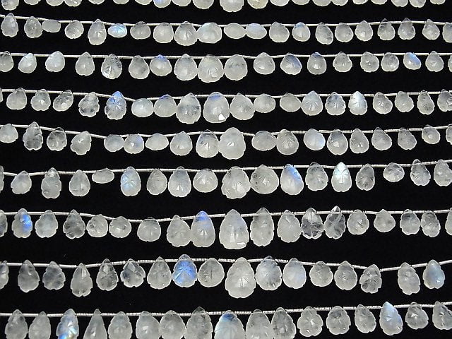 [Video] High Quality Rainbow Moonstone AA++ Carved Pear shape 1strand (21pcs)