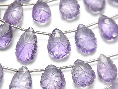 Amethyst, Carving, Pear Shape Gemstone Beads