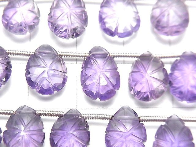 [Video] High Quality Amethyst AAA Carved Pear shape 1strand (18pcs)