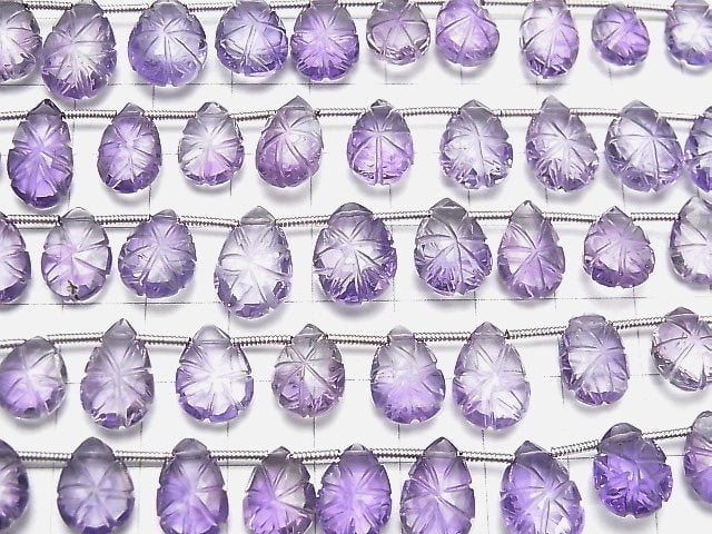 [Video] High Quality Amethyst AAA Carved Pear shape 1strand (18pcs)