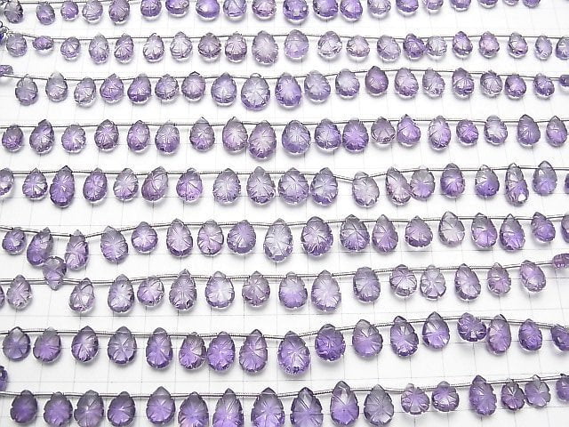 [Video] High Quality Amethyst AAA Carved Pear shape 1strand (18pcs)