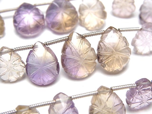 Ametrine, Carving, Pear Shape Gemstone Beads