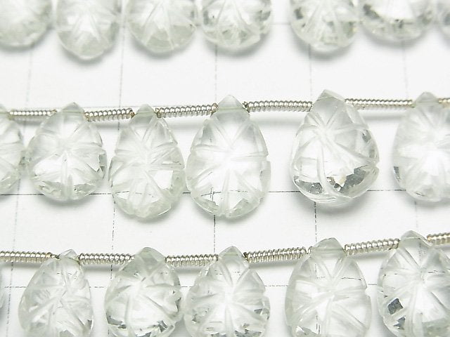 [Video] High Quality Green Amethyst AAA Carved Pear shape 1strand (22pcs)