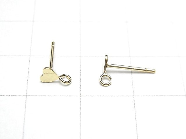 14KGF Jump Ring with Earstuds Earrings Heart 5x3mm 1pair