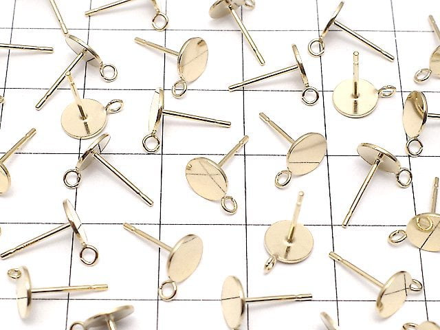 14KGF Jump Ring with Earstuds Earrings Round Disc [4mm][6mm] 1pair
