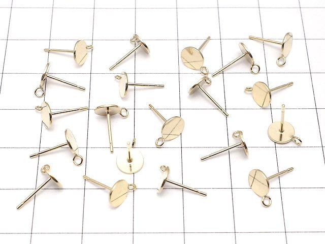 14KGF Jump Ring with Earstuds Earrings Round Disc [4mm][6mm] 1pair