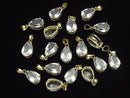 [Video]High Quality Crystal AAA Pear shape Faceted Pendant 14x10mm 18KGP 1pc
