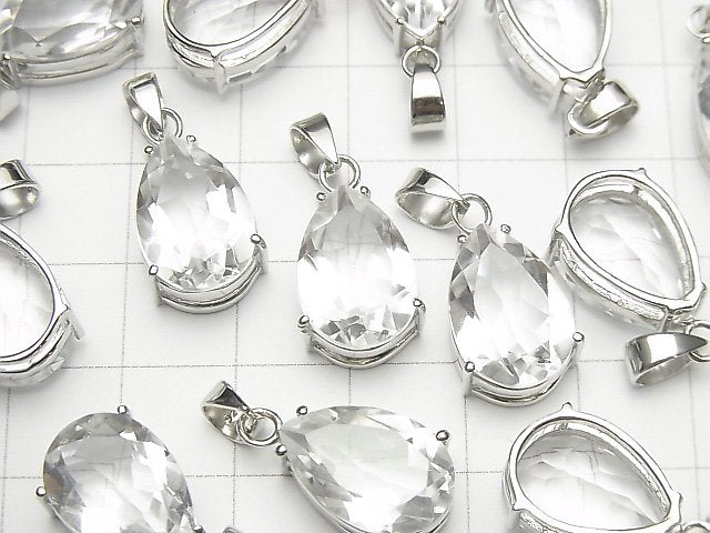 [Video]High Quality Crystal AAA Pear shape Faceted Pendant 14x10mm Silver925 1pc