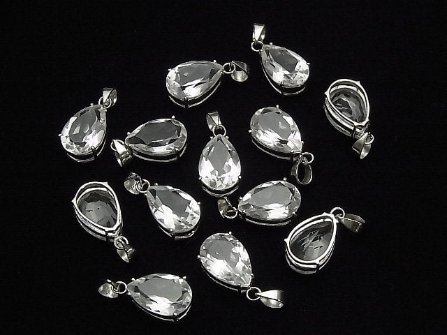 [Video]High Quality Crystal AAA Pear shape Faceted Pendant 14x10mm Silver925 1pc
