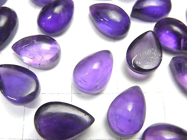 [Video] Zambia High Quality Amethyst AAA- Pear shape Cabochon 12x8mm 2pcs