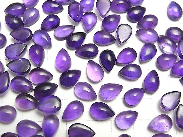 [Video] Zambia High Quality Amethyst AAA- Pear shape Cabochon 12x8mm 2pcs