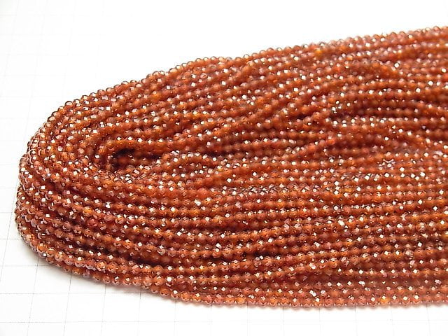 [Video] High Quality! Cubic Zirconia AAA Faceted Round 3mm [Dark Orange] 1strand beads (aprx.15inch / 38cm)