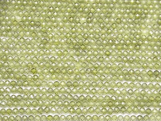 [Video] High Quality! Cubic Zirconia AAA Faceted Round 3mm [Green] 1strand beads (aprx.15inch / 38cm)