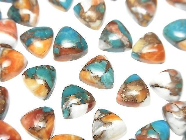[Video] Oyster Copper Turquoise Triangle Cabochon 8x8mm 3pcs