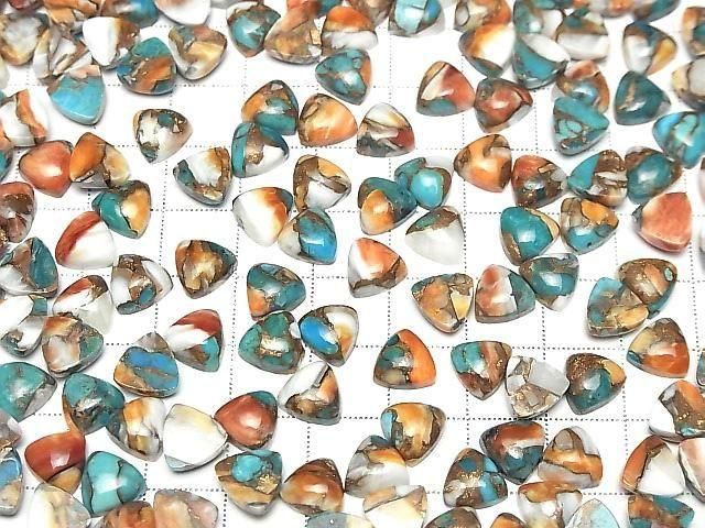 [Video] Oyster Copper Turquoise Triangle Cabochon 8x8mm 3pcs