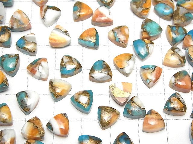 [Video] Oyster Copper Turquoise Triangle Cabochon 8x8mm 3pcs