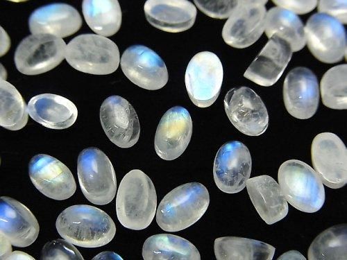 [Video] High Quality Rainbow Moonstone AA++ Oval Cabochon 6x4mm 10pcs