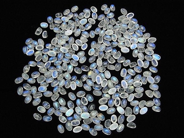 [Video] High Quality Rainbow Moonstone AA++ Oval Cabochon 6x4mm 10pcs