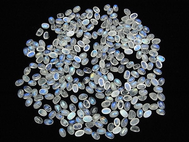 [Video] High Quality Rainbow Moonstone AA++ Oval Cabochon 6x4mm 10pcs