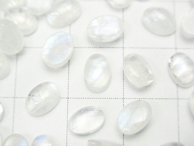 [Video] High Quality Rainbow Moonstone AA++ Oval Cabochon 7x5mm 10pcs