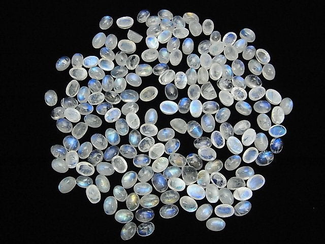 [Video] High Quality Rainbow Moonstone AA++ Oval Cabochon 7x5mm 10pcs