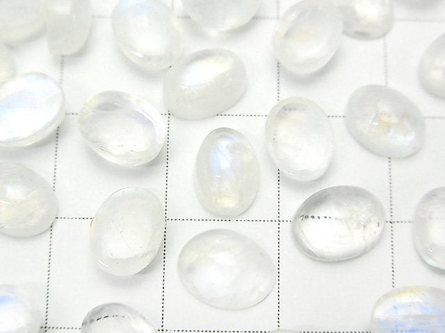 [Video]High Quality Rainbow Moonstone AA++ Oval Cabochon 8x6mm 5pcs