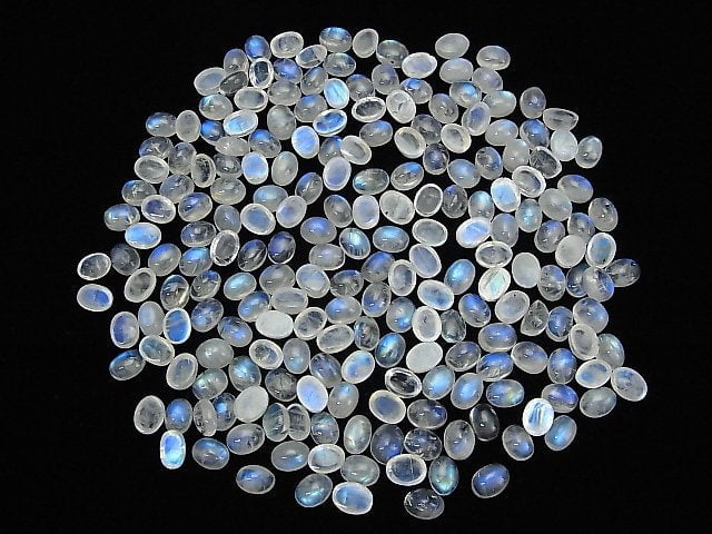 [Video]High Quality Rainbow Moonstone AA++ Oval Cabochon 8x6mm 5pcs