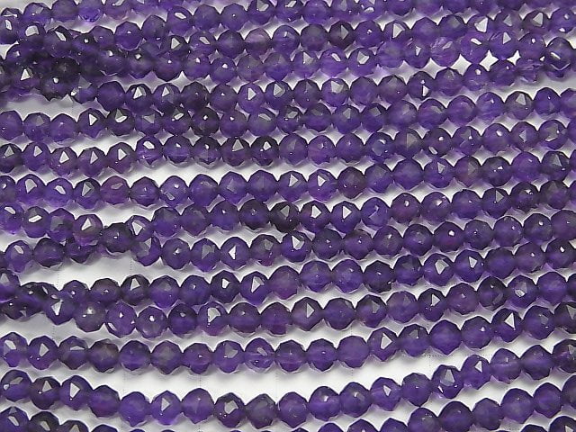 [Video] High Quality! Amethyst AAA- Star Faceted Round 4mm 1strand beads (aprx.15inch / 37cm)