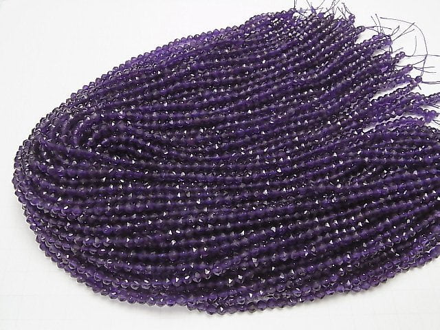 [Video] High Quality! Amethyst AAA- Star Faceted Round 4mm 1strand beads (aprx.15inch / 37cm)