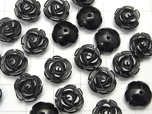 [Video] Onyx Rose 10mm [Half Drilled Hole] 4pcs