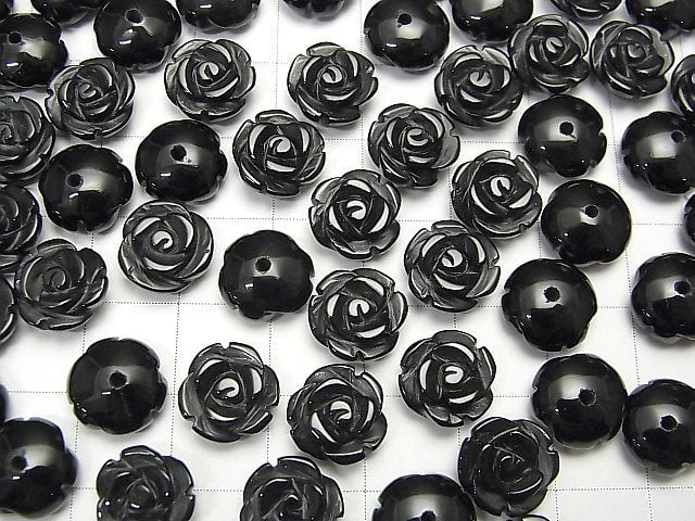 [Video] Onyx Rose 10mm [Half Drilled Hole] 4pcs