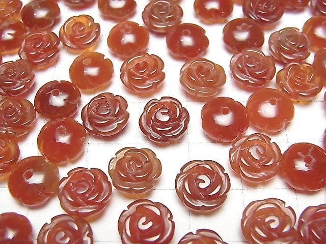 [Video] Red Agate AAA Rose 10mm [Half Drilled Hole] 4pcs