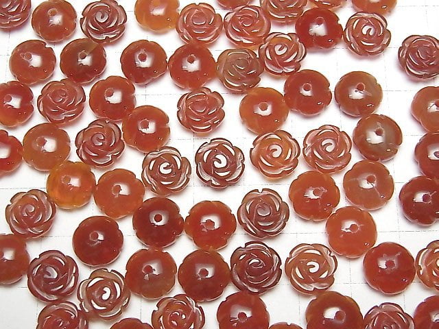 [Video] Red Agate AAA Rose 10mm [Half Drilled Hole] 4pcs