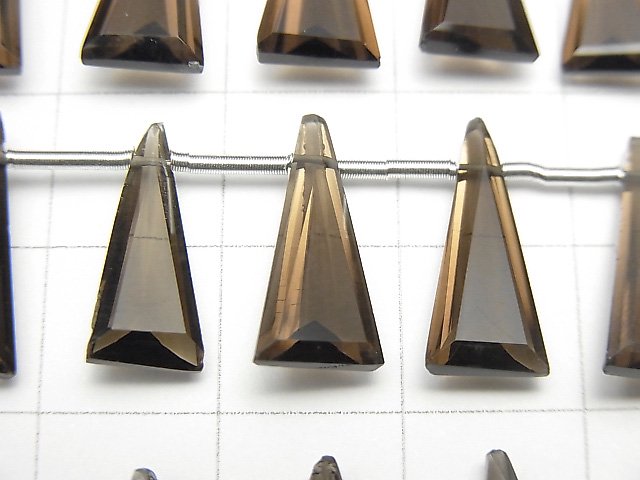 [Video] High Quality Smoky Quartz AAA Triangle Faceted 15x7mm 1strand (8pcs)